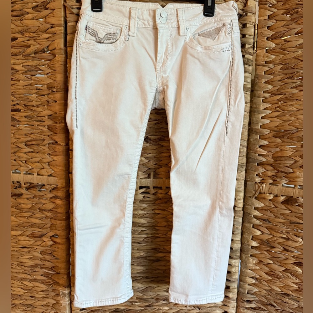 Vigoss White Cropped Jeans with silver details